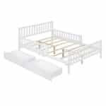 White Wood Platform Bed with Guardrails and Under-Bed Storage Drawers - Full Size - Image 3