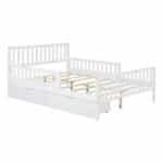 White Wood Platform Bed with Guardrails and Under-Bed Storage Drawers - Full Size - Image 4