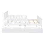 White Wood Platform Bed with Guardrails and Under-Bed Storage Drawers - Full Size - Image 5