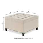 Upholstered Square Storage Ottoman with Button Tufting and Nail Trim - Beige - Image 10