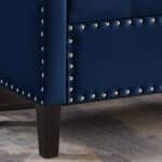 Velvet Upholstered Storage Bench with Tufted Buttons and Armrest - Navy - Image 9