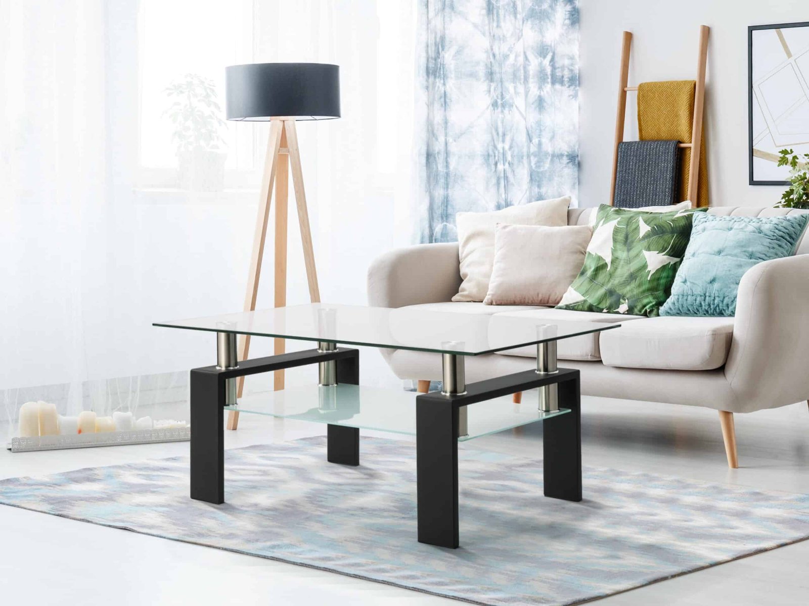 Elegant Clear Rectangular Coffee Table - Modern Glass Centerpiece