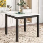 Faux Marble Counter Height Dining Table Set with Velvet Upholstered Chairs - Black - Image 5