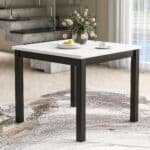 Faux Marble Counter Height Dining Table Set with Velvet Upholstered Chairs - Black - Image 4