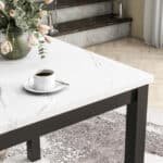 Faux Marble Counter Height Dining Table Set with Velvet Upholstered Chairs - Black - Image 9