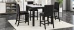 Faux Marble Counter Height Dining Table Set with Velvet Upholstered Chairs - Black - Image 10