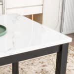 Faux Marble Counter Height Dining Table Set with Velvet Upholstered Chairs - Black - Image 8