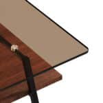 Tempered Glass Rectangle Coffee Table with Black Metal Legs - Brown - Image 7