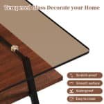 Tempered Glass Rectangle Coffee Table with Black Metal Legs - Brown - Image 10