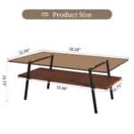 Tempered Glass Rectangle Coffee Table with Black Metal Legs - Brown - Image 9