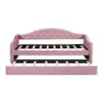 Pink Velvet Daybed with Trundle – Elegant & Functional Twin Size Sofa Bed - Image 7