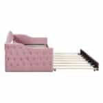 Pink Velvet Daybed with Trundle – Elegant & Functional Twin Size Sofa Bed - Image 8
