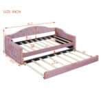 Pink Velvet Daybed with Trundle – Elegant & Functional Twin Size Sofa Bed - Image 11