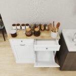 White MDF Kitchen Trash Cabinet with Tilt-Out Bins and Dual Drawers - Image 8