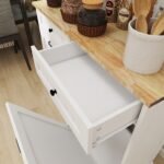 White MDF Kitchen Trash Cabinet with Tilt-Out Bins and Dual Drawers - Image 9