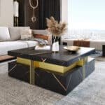 Black MDF Storage Coffee Table - Modern & Space-Saving Design