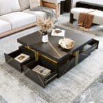 Black MDF Storage Coffee Table - Modern & Space-Saving Design - Image 3
