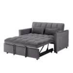 Velvet 3-in-1 Convertible Sofa Bed with Adjustable Backrest and Storage Bag - Gray - Image 15