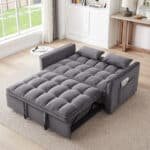 Velvet 3-in-1 Convertible Sofa Bed with Adjustable Backrest and Storage Bag - Gray - Image 20