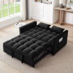 Velvet 3-in-1 Convertible Sofa Bed with Adjustable Backrest and Storage Bag - Gray - Image 3