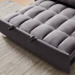 Velvet 3-in-1 Convertible Sofa Bed with Adjustable Backrest and Storage Bag - Gray - Image 18