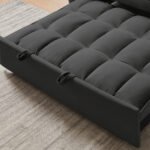 Velvet 3-in-1 Convertible Sofa Bed with Adjustable Backrest and Storage Bag - Gray - Image 9