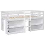 Stylish White Kids Loft Bed with Storage & LED Light for Space-Saving Comfort - Image 7
