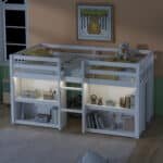 Stylish White Kids Loft Bed with Storage & LED Light for Space-Saving Comfort - Image 3