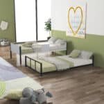 Metal Twin Over Twin Bunk Bed with Full-Length Guardrail and Vent Board - Black with Grey - Image 3