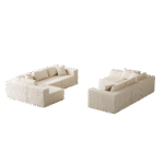 ⁦Corduroy L-Shaped Modular Sofa Set with Minimalist Design - Beige⁩ - الصورة ⁦30⁩