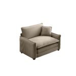 Corduroy Single Deep Seat Sofa with Retro Style - Cream - Image 5