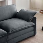 Comfort & Style: Grey Corduroy Lounge Sofa for Modern Living - Image 11