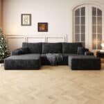 Plush Corduroy U-Shape Sectional Sofa with No Assembly Required - Modern Minimalist Design