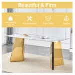 Cold Jade Slab Dining Table with Golden Stainless Steel Butterfly Legs - Elegant - Image 6