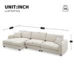 Thick Corduroy L-Shaped Sectional Sofa with USB Charging Port and Cup Holders - 3-4 Seater - Available in 3 Colors - Image 2