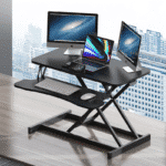 Ergonomic Height Adjustable Desk Converter with Wide Keyboard Tray - Black - Image 7