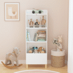 White MDF 4-Tier Bookcase with Toy Storage - Children's Room Organizer - Image 2