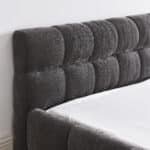 Chenille Upholstered Queen Platform Bed with Headboard - Dark Grey - Image 4