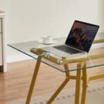 Glass Rectangular Dining Table with Sturdy Metal Legs - Gold - Image 7
