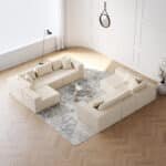 ⁦Corduroy L-Shaped Modular Sofa Set with Minimalist Design - Beige⁩ - الصورة ⁦25⁩