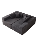 ⁦Corduroy L-Shaped Modular Sofa Set with Minimalist Design - Beige⁩ - الصورة ⁦4⁩