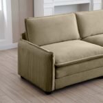Corduroy L-Shaped Sectional Sofa with Ottoman - Tan - Image 10