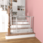 Pressure-Mounted Walk-Through Baby Gate with Convenient Design - White