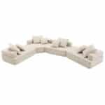 Boucle Fabric Modular U-Shaped Sofa with Versatile Configuration - 6-8 Seater - Cream - Image 11