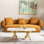 Gold Stainless Steel Coffee Table with Marble Pattern - Living Room & Office