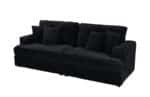 Corduroy 3-Seater Sofa with 4 Throw Pillows - Black - Image 5