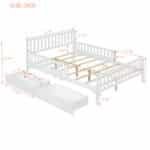 White Wood Platform Bed with Guardrails and Under-Bed Storage Drawers - Full Size - Image 8