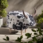 Black and White Cow-Shaped Ottoman with Whimsical Design - Modern Accent Stool - Image 10