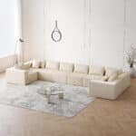 ⁦Corduroy L-Shaped Modular Sofa Set with Minimalist Design - Beige⁩ - الصورة ⁦34⁩