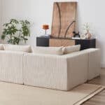 ⁦Corduroy L-Shaped Modular Sofa Set with Minimalist Design - Beige⁩ - الصورة ⁦17⁩